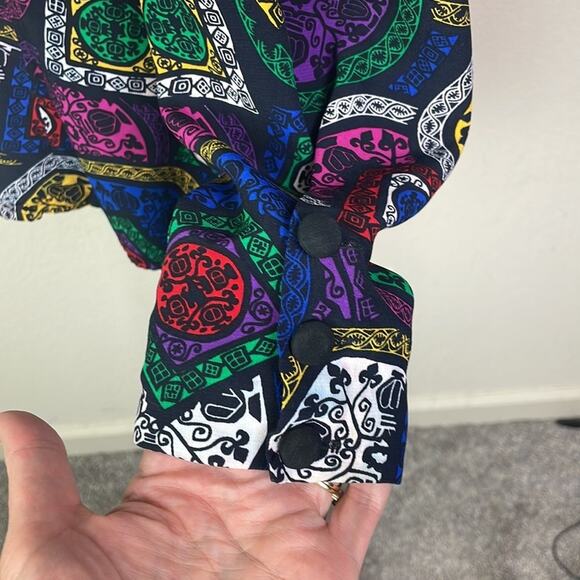 Vintage Evan Picone geometric designed l/s blouse women’s 14 - Picture 5 of 15